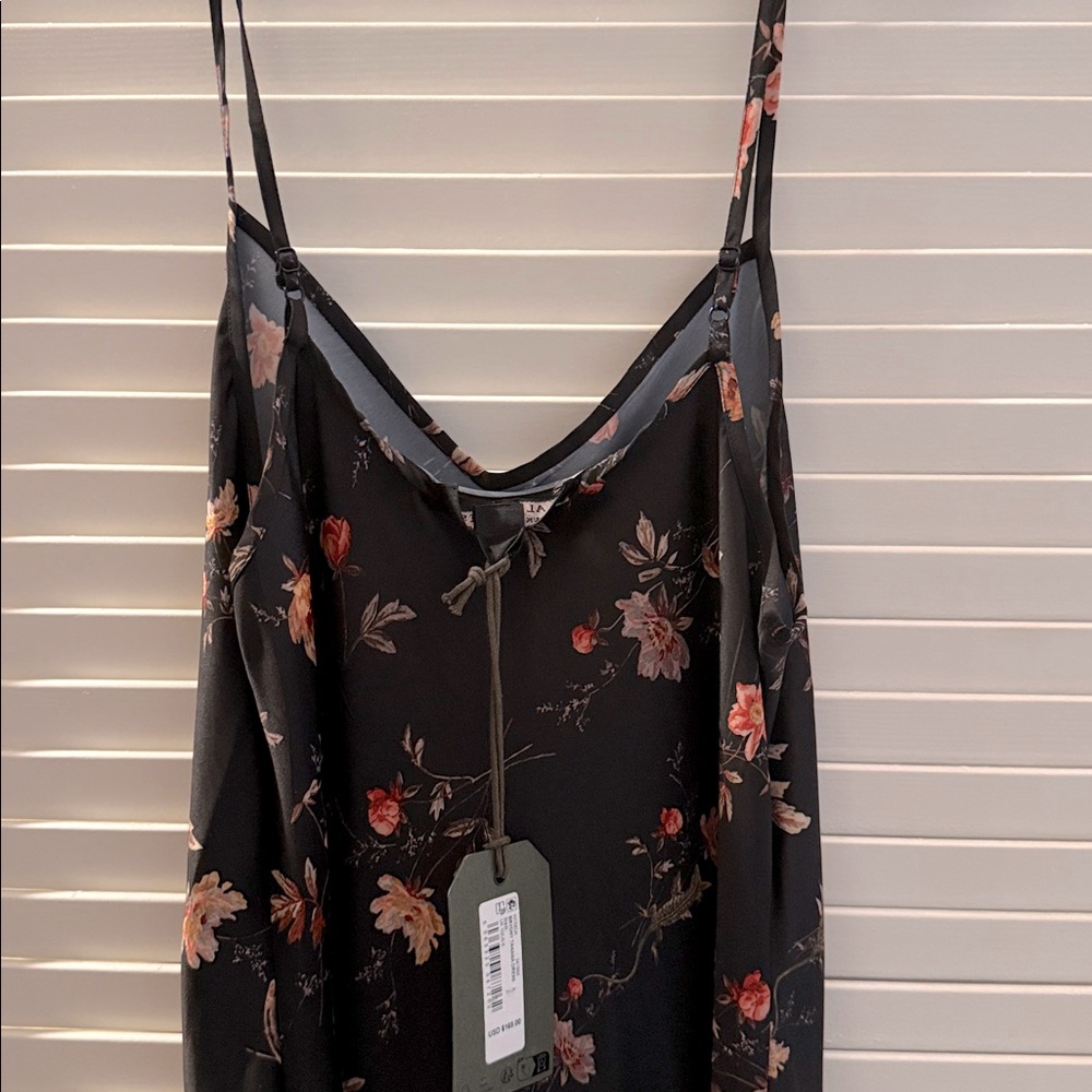 All Saints Black and Pink Floral Maxi Dress